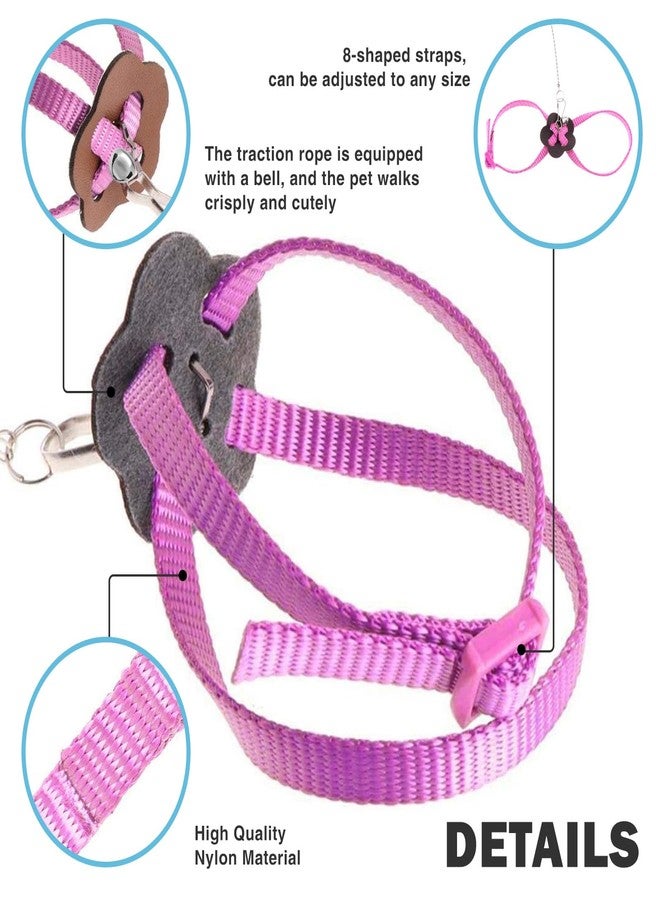 HOKABLE 2 Pack Adjustable Hamster Leash Harness for Harness for Ferret Baby Rabbit Hamster Rat Mouse Leash Lead with Bell (Pink - Image 5